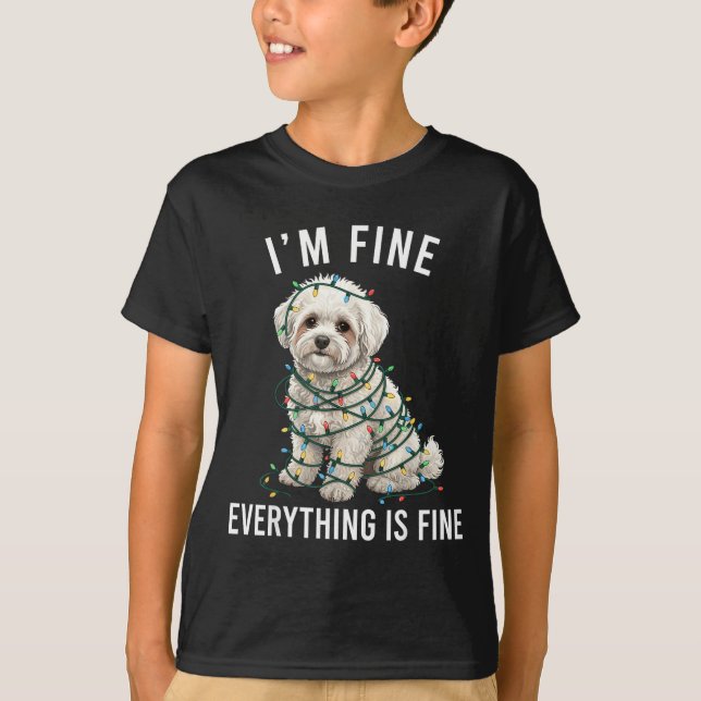 T-shirt Bichon Frise Christmas I'm Fine Everything Is Fine (Devant)