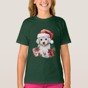 T-shirt Bichon frisé mignon à Noël
