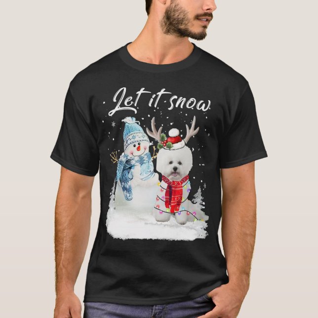 T-shirt Bichon Frise Père Noël Chien Noël Snowman Noël Paj (Devant)
