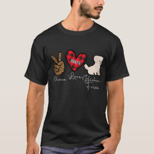 T-shirt Bichon Frisé Plaid Peace Lote Dog