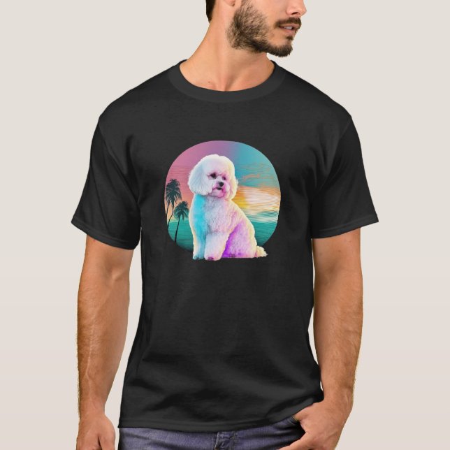 T-shirt Bichon Frise Vaporwave Retrowave Aesthetic (Devant)