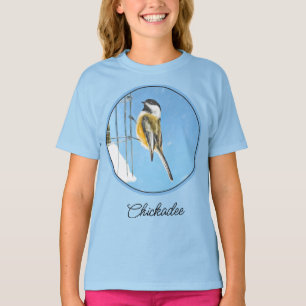 T-shirt Bickadee sur la peinture d'alimentation - Oiseau o