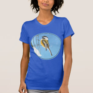 T-shirt Bickadee sur la peinture d'alimentation - Oiseaux