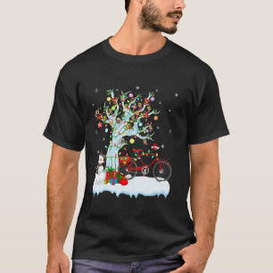 T-shirt Bicycle Xmas Éclairage Arbre Santa Hat Bicycle Chr