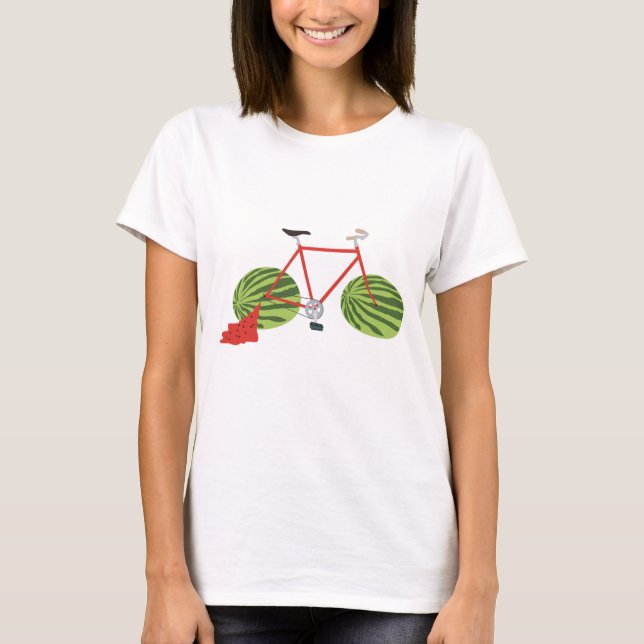 T-shirt Bicyclette amusante avec Roues de pastèque (Devant)
