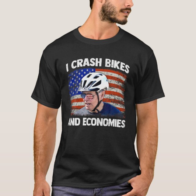 T-shirt Biden Bicyclette Drôle Biden Tombant Mème I Crash  (Devant)