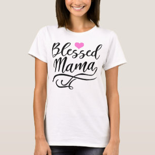 T-shirt Bienheureuse maman, texte noir