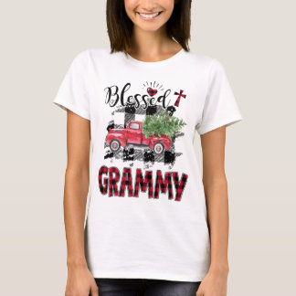 T-shirt Bienheureux Grammy Noël rouge