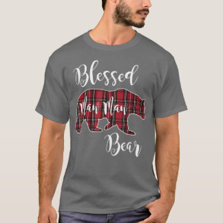 T-shirt Bienheureux Maw Maw Ours Rouge Tartan Plaid Motif 