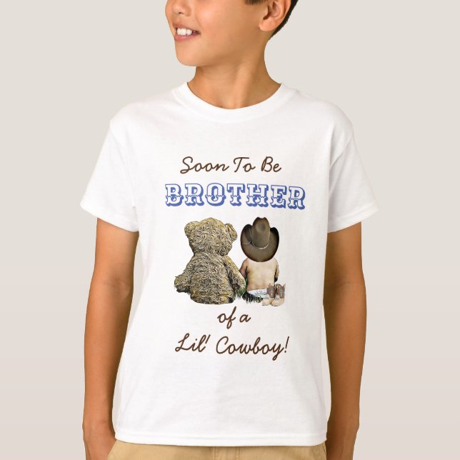 T-shirt Bientôt être frère d'un Lil' Cowboy & Teddy Bear (Devant)