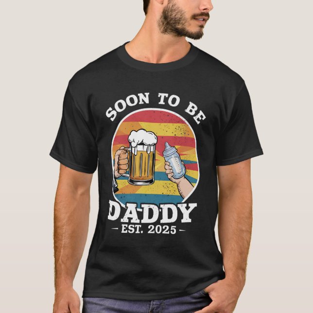 T-shirt Bientôt Être Papa 2025 Première Fois Papa 2025 Rét (Devant)