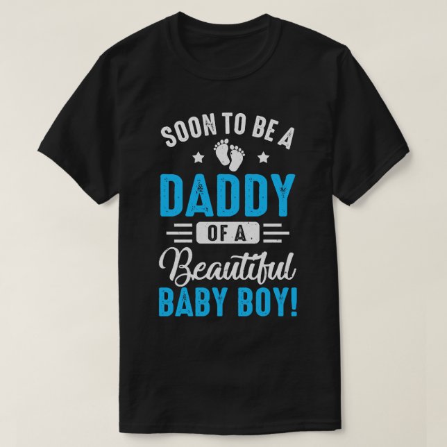 T-shirt Bientôt Être Un Papa Bébé Garçon Attendant Mère (Design devant)