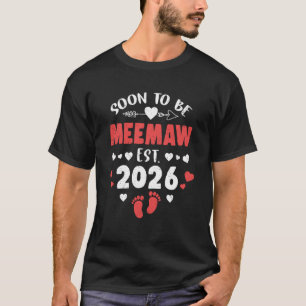 T-shirt Bientôt Meemaw 2026 Nommée Grand-mère 26