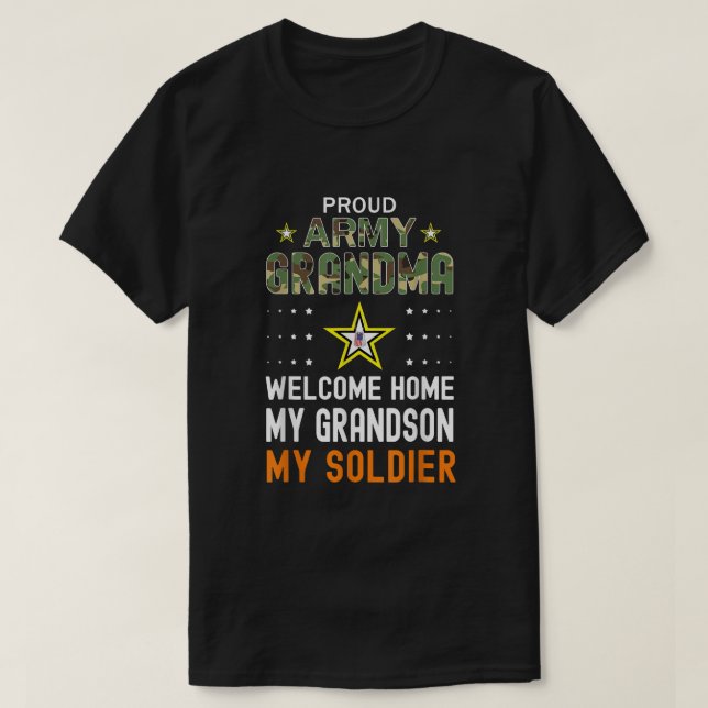 T-shirt Bienvenue Accueil Mon petit-fils Mon soldat Retour (Design devant)