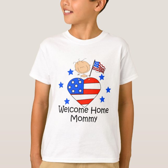 T-shirt Bienvenue Accueil Stick maman Figure Baby (Devant)