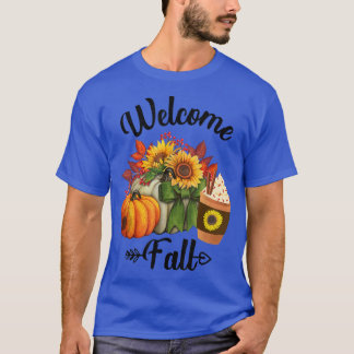 T-shirt Bienvenue Automne Citrouille Sunflower Café Funny