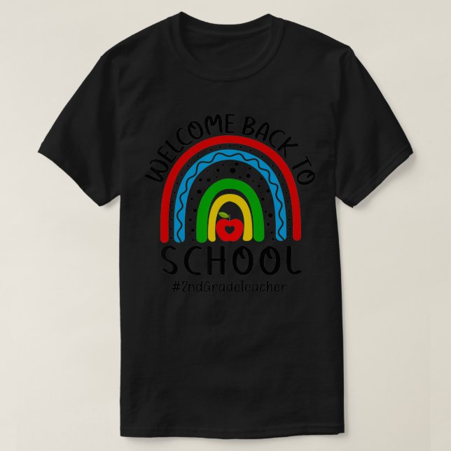 T-shirt Bienvenue Retour à l'école de 2e année enseignant  (Design devant)