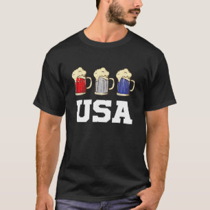 T-shirt Bière 4 juillet famille jumelée USA Patriotic