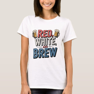 T-shirt Bière blanche rouge et brune brune brasse brille l
