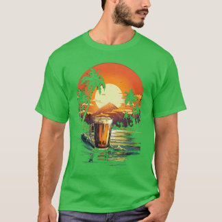 T-shirt Bière Colorée Aloha Vintage Beach Hawaïen pour Hom
