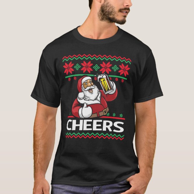 T-shirt Bière du Père Noël Boire des Cheers moches Noël (Devant)