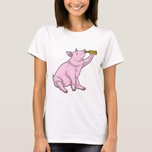 T-shirt Bière en bouteille de porc