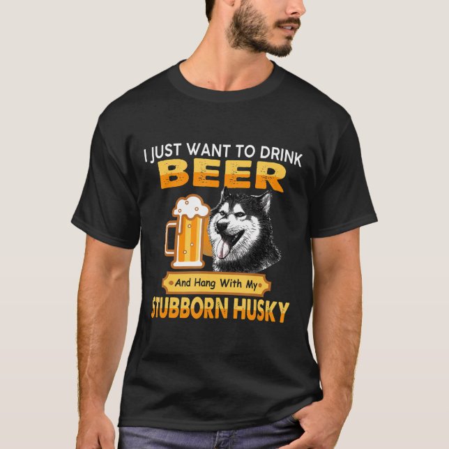 T-shirt Bière Et Accrochez-Vous Avec Mon Don De Chien Hupp (Devant)