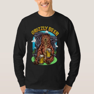 T-shirt Bière Grizzly Ours Buvant des Bières Week-end Camp
