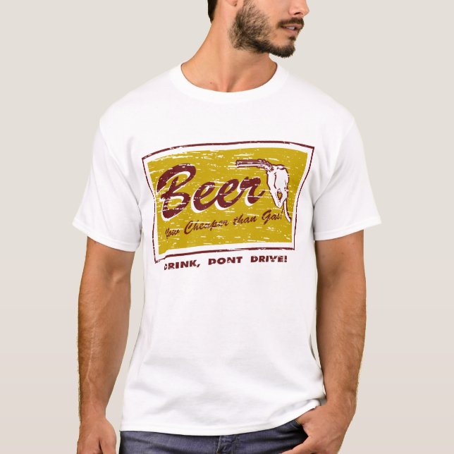 T-shirt BIÈRE… maintenant meilleur marché que le gaz (Devant)