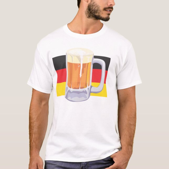 T-shirt Bière Oktoberfest et drapeau allemand (Devant)