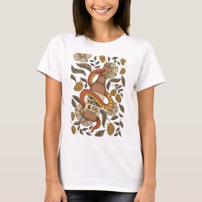 T-shirt Bière, serpent et fleurs (Devant)