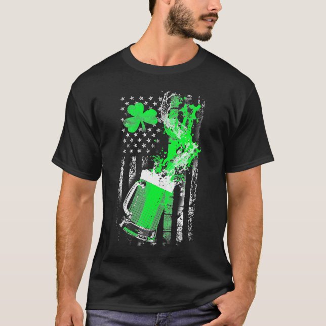 T-shirt Bière Splash St Patrick's Day Shamrock Clover Amer (Devant)