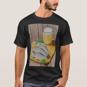 T-shirt Bières et poissons séchés - Aquarelle de snack tra