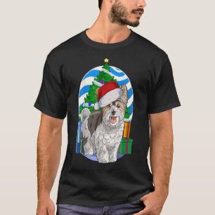 T-shirt Biewer Terrier Chien Père Noël Noël Arbre Déco