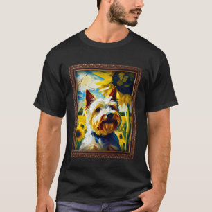 T-shirt Biewer Terrier Peinture Fleur de tournesol Maman F