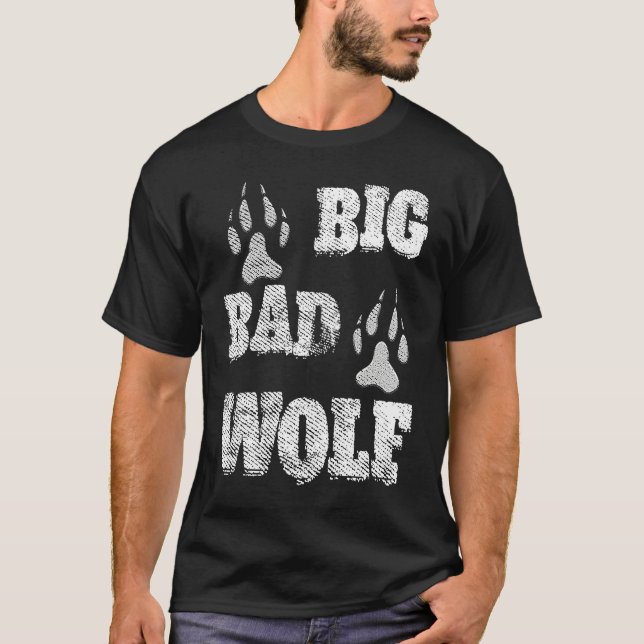 T-shirt BIG and evil wolf disstressed paw print (Devant)