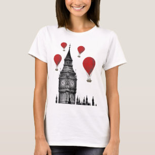 T-shirt Big Ben et ballons à air d'un rouge ardent 2