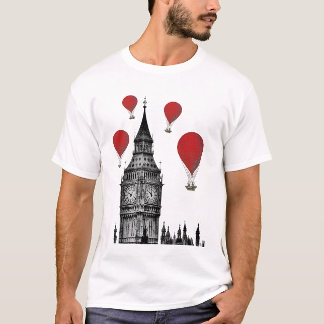 T-shirt Big Ben et Red Hot Air Balloons 2 (Devant)