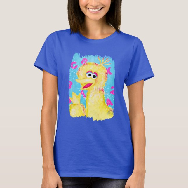 T-shirt Big Bird Waving Sesame Street Caractère Art (Devant)