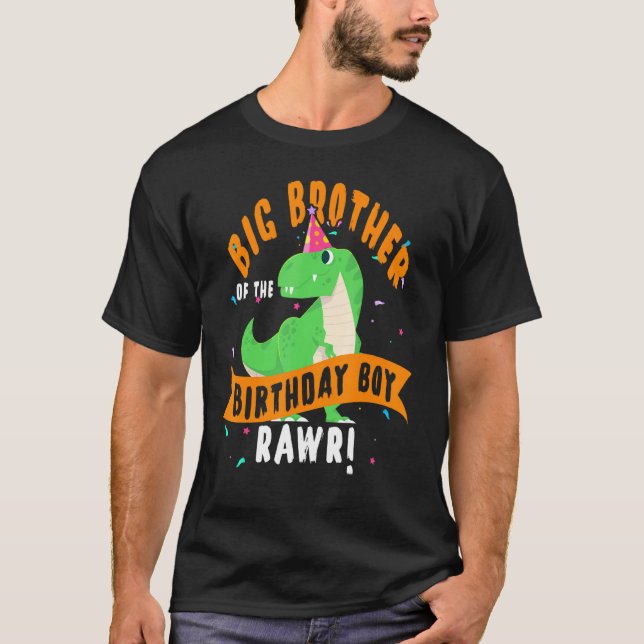 T-shirt Big Brother Du Garçon D'Anniversaire Dinosaur Drôl (Devant)