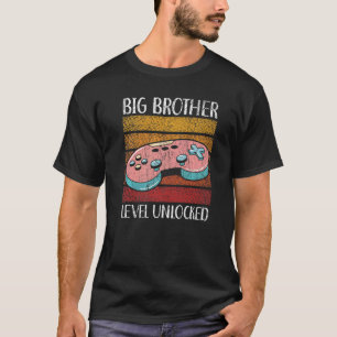 T-shirt Big Brother Niveau Déverrouillé Meilleur Bro Jamai