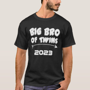 T-shirt Big Brother of Twins 2023 Baby Announcement Boy To
