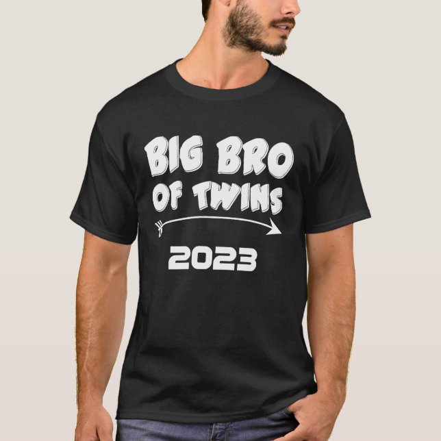 T-shirt Big Brother of Twins 2023 Baby Faire-part Boy to (Devant)