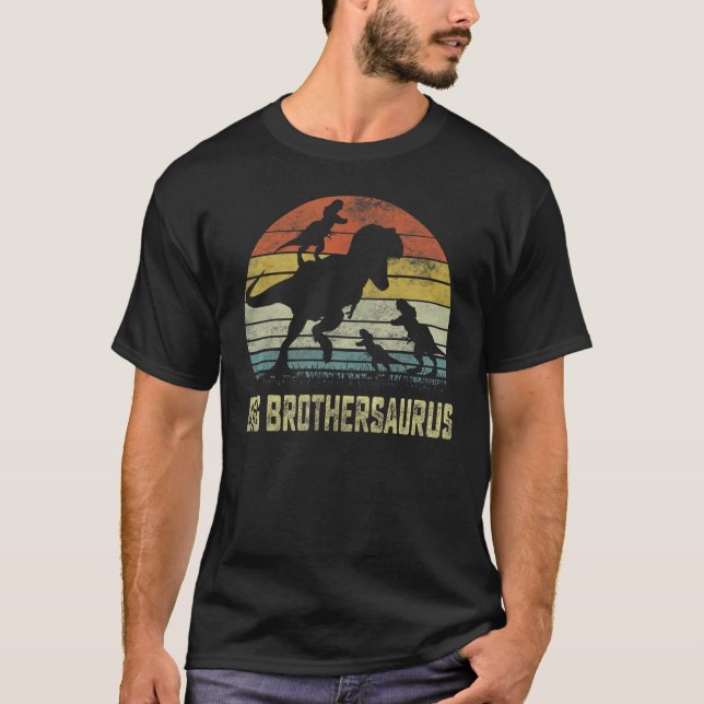 T-shirt Big Brother Saurus Rex Dinosaur Big Brother 3 Enfa (Devant)