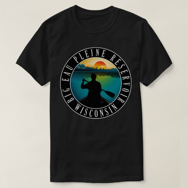 T-shirt Big Eau Pleine Réservoir Wisconsin Canoë (Design devant)