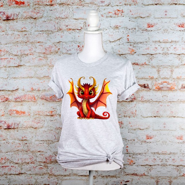 T-shirt Big Eye Red Baby Dragon avec cornes Graphique (Créateur téléchargé)