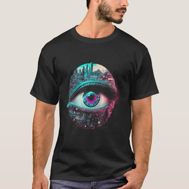 T-shirt Big Eye Tech Scifi Gamer Eye (Devant)