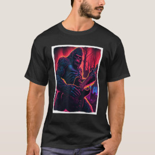 T-shirt Big Foot Sasquatch Rock Guitare Musique Metal Grun