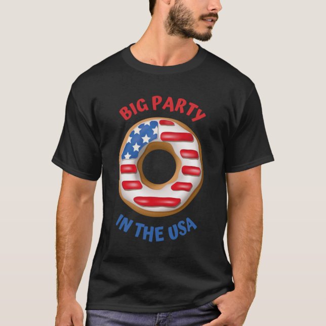 T-shirt Big Party USA Patriotic Donut Shirt (Devant)