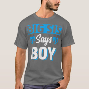 T-shirt Big Sis Dit Garçon Mignonne Genre Revela Team Blue